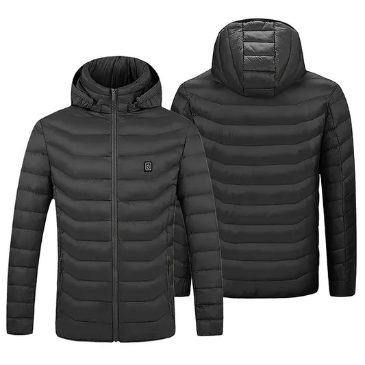 Heated Jacket Electric Heating Coat Lightweight Winter Hooded Jacket With 3-Level Heating Modes 8 Heating Zones Detachable Zipper Hood
